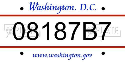 08187B7 District Of Columbia License Plate