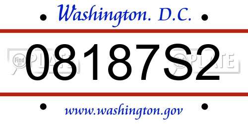 08187S2 District Of Columbia License Plate