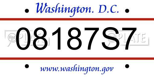 08187S7 District Of Columbia License Plate