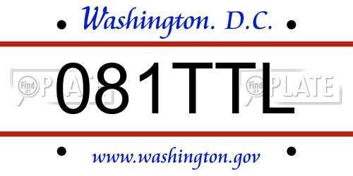 081TTL District Of Columbia License Plate