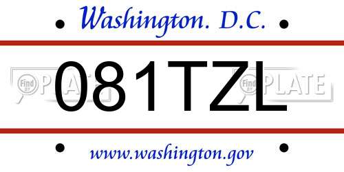081TZL District Of Columbia License Plate