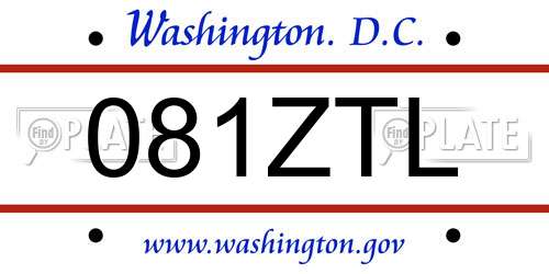 081ZTL District Of Columbia License Plate