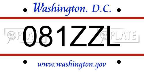 081ZZL District Of Columbia License Plate