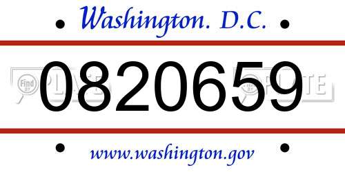 0820659 District Of Columbia License Plate