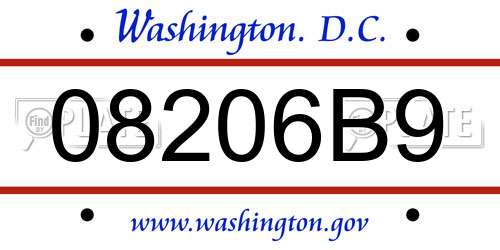 08206B9 District Of Columbia License Plate