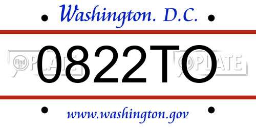 0822TO District Of Columbia License Plate