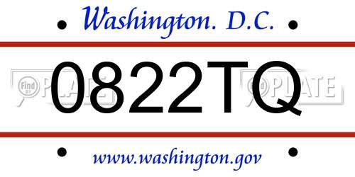 0822TQ District Of Columbia License Plate