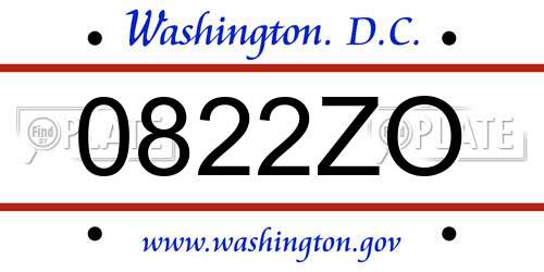 0822ZO District Of Columbia License Plate