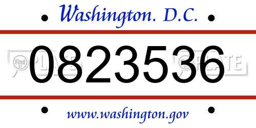 0823536 District Of Columbia License Plate