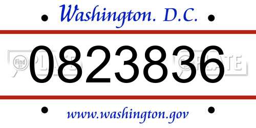 0823836 District Of Columbia License Plate