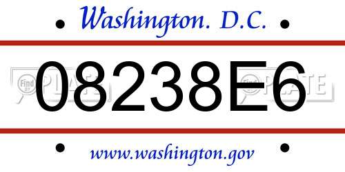 08238E6 District Of Columbia License Plate