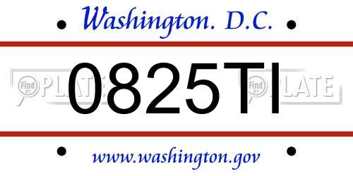 0825TI District Of Columbia License Plate