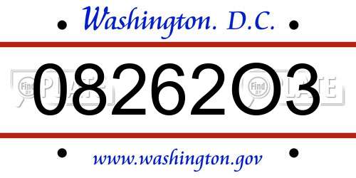 08262O3 District Of Columbia License Plate