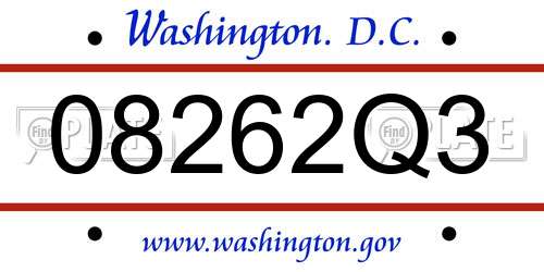 08262Q3 District Of Columbia License Plate