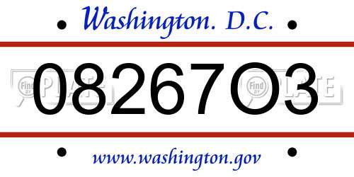 08267O3 District Of Columbia License Plate