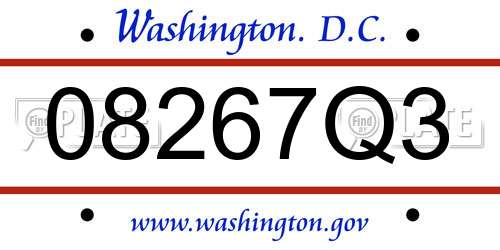 08267Q3 District Of Columbia License Plate