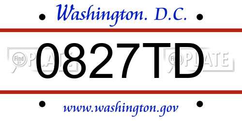 0827TD District Of Columbia License Plate