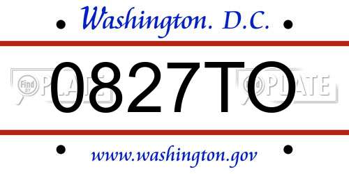 0827TO District Of Columbia License Plate