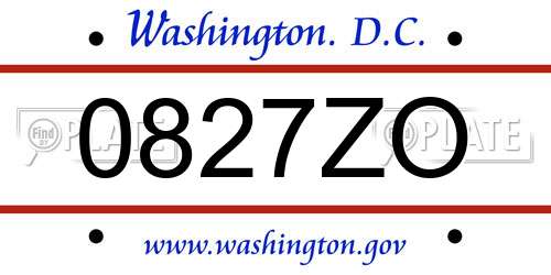 0827ZO District Of Columbia License Plate