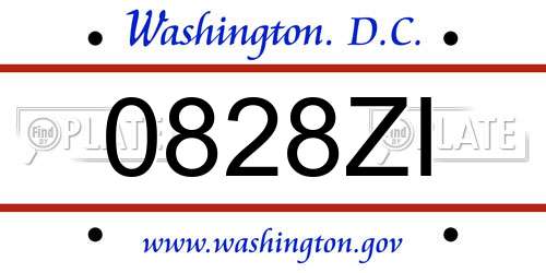 0828ZI District Of Columbia License Plate