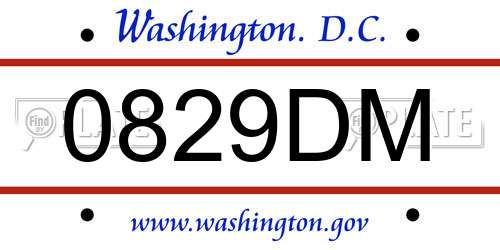 0829DM District Of Columbia License Plate