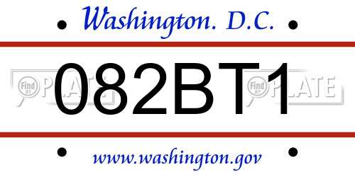 082BT1 District Of Columbia License Plate