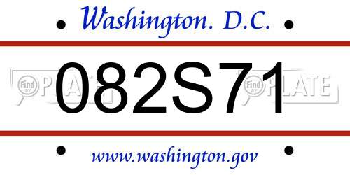 082S71 District Of Columbia License Plate