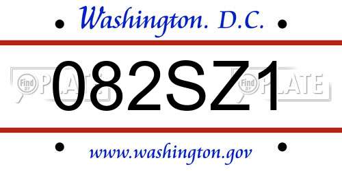 082SZ1 District Of Columbia License Plate