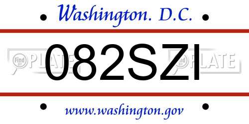 082SZI District Of Columbia License Plate