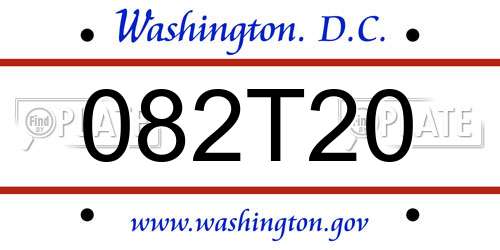 082T20 District Of Columbia License Plate