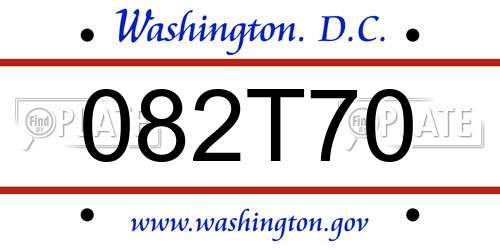 082T70 District Of Columbia License Plate