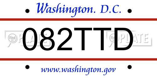 082TTD District Of Columbia License Plate