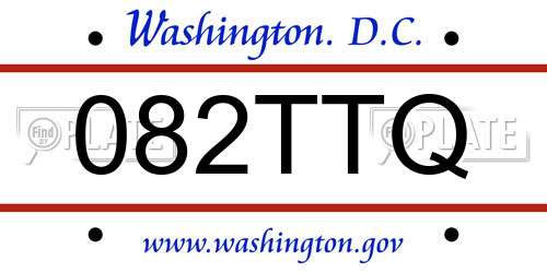 082TTQ District Of Columbia License Plate