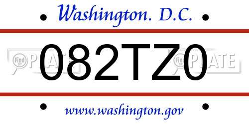 082TZ0 District Of Columbia License Plate