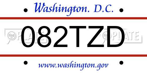 082TZD District Of Columbia License Plate