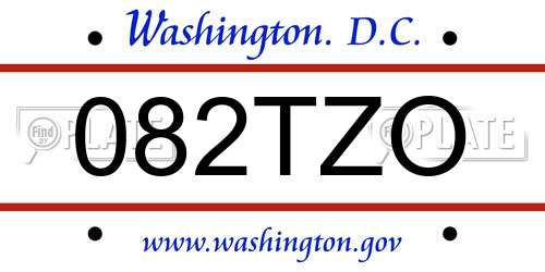 082TZO District Of Columbia License Plate