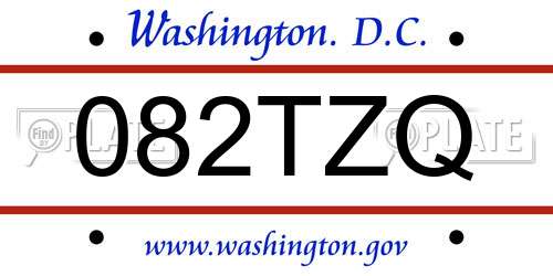 082TZQ District Of Columbia License Plate