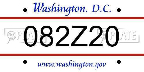 082Z20 District Of Columbia License Plate