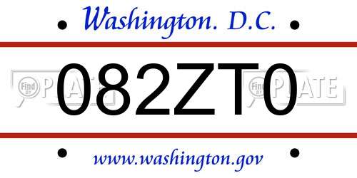 082ZT0 District Of Columbia License Plate