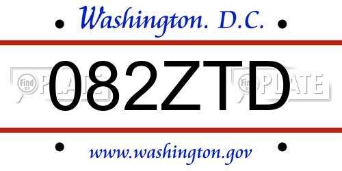 082ZTD District Of Columbia License Plate