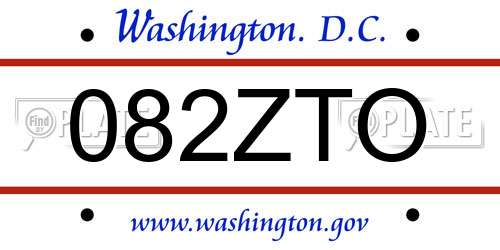 082ZTO District Of Columbia License Plate