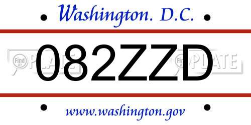082ZZD District Of Columbia License Plate