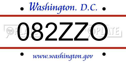082ZZO District Of Columbia License Plate