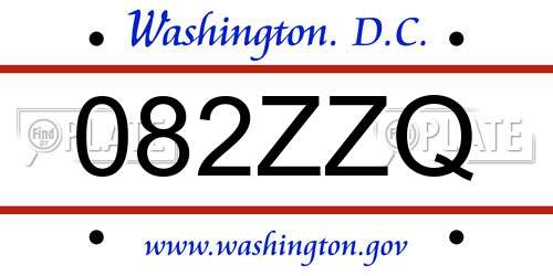 082ZZQ District Of Columbia License Plate