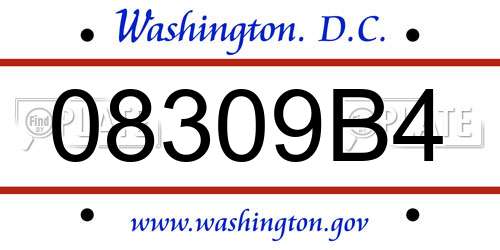 08309B4 District Of Columbia License Plate