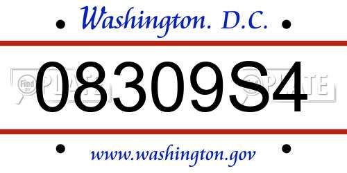 08309S4 District Of Columbia License Plate