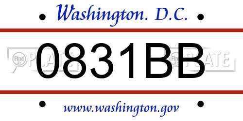 0831BB District Of Columbia License Plate