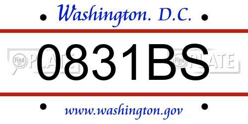 0831BS District Of Columbia License Plate