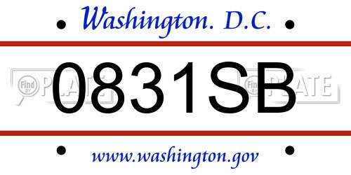 0831SB District Of Columbia License Plate