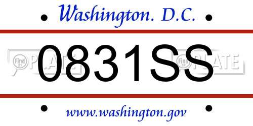 0831SS District Of Columbia License Plate
